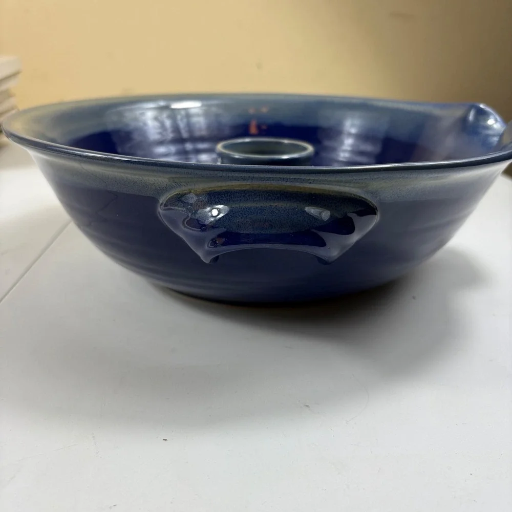 Tumbleweed Pottery Cobalt Blue Upright Chicken Roaster‎ Stoneware